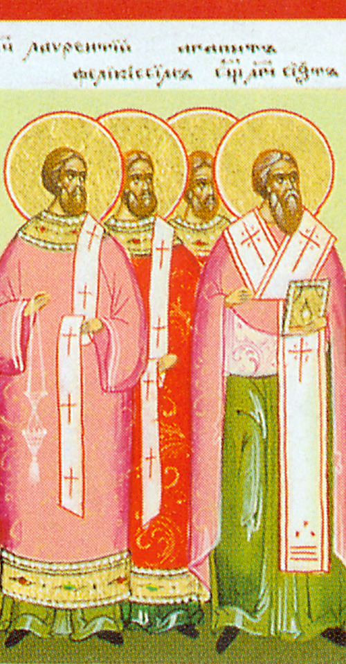 Icona: Santi Lorenzo arcidiacono, Sisto papa di Roma e Ippolito